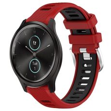 Per Garmin VivoMove Style 20mm Cinturino sportivo in silicone con fibbia in acciaio bicolore (rosso + nero)