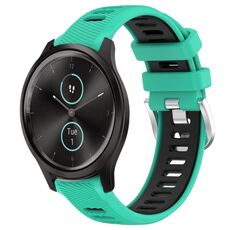 Per Garmin VivoMove Style 20mm Cinturino sportivo in silicone con fibbia in acciaio bicolore (blu lago + nero)