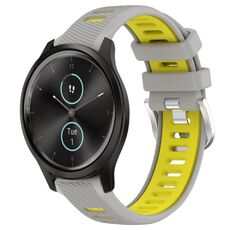 Per Garmin VivoMove Style 20mm Cinturino sportivo in silicone con fibbia in acciaio bicolore (grigio + giallo)