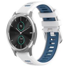 Per Garmin VivoMove Luxe 20mm Cinturino sportivo in silicone con fibbia in acciaio bicolore (bianco + blu)
