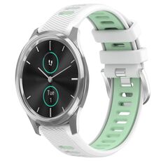 Per Garmin VivoMove Luxe 20mm Cinturino sportivo in silicone con fibbia in acciaio bicolore (bianco + verde acqua)