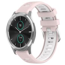 Per Garmin VivoMove Luxe 20mm Cinturino sportivo in silicone con fibbia in acciaio bicolore (rosa + bianco)