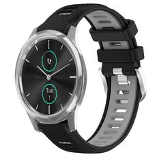 Per Garmin VivoMove Luxe 20mm Cinturino sportivo in silicone con fibbia in acciaio bicolore (nero + grigio)