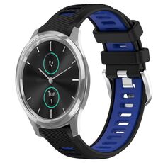 Per Garmin VivoMove Luxe 20mm Cinturino sportivo in silicone con fibbia in acciaio bicolore (nero + blu)