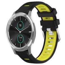 Per Garmin VivoMove Luxe 20mm Cinturino sportivo in silicone con fibbia in acciaio bicolore (nero + verde lime)