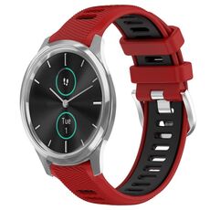 Per Garmin VivoMove Luxe 20mm Cinturino sportivo in silicone con fibbia in acciaio bicolore (rosso + nero)