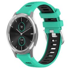 Per Garmin VivoMove Luxe 20mm Cinturino sportivo in silicone con fibbia in acciaio bicolore (lago blu + nero)