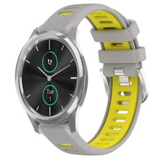 Per Garmin VivoMove Luxe 20mm Cinturino sportivo in silicone con fibbia in acciaio bicolore (grigio + giallo)
