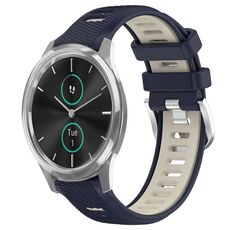 Per Garmin VivoMove Luxe 20mm Cinturino sportivo in silicone con fibbia in acciaio bicolore (blu notte + luce stellare)