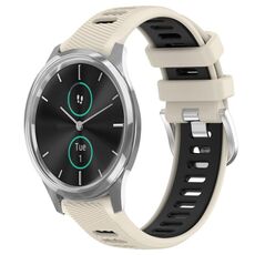 Per Garmin VivoMove Luxe 20mm Cinturino sportivo in silicone con fibbia in acciaio bicolore (Starlight + nero)