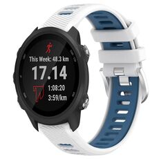 Per Garmin Forerunner 245 20mm Cinturino sportivo in silicone con fibbia in acciaio bicolore (bianco + blu)