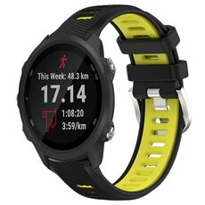 Per Garmin Forerunner 245 20mm Cinturino sportivo in silicone con fibbia in acciaio bicolore (nero + verde lime)