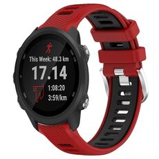 Per Garmin Forerunner 245 Music 20mm Cinturino sportivo in silicone con fibbia in acciaio bicolore (rosso + nero)