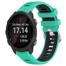 Per Garmin Forerunner 245 Music 20mm Cinturino sportivo in silicone con fibbia in acciaio bicolore (lago blu + nero)