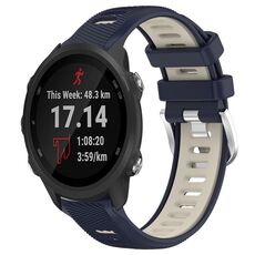 Per Garmin Forerunner 245 Music 20mm Cinturino sportivo in silicone con fibbia in acciaio bicolore (blu notte + luce stellare)