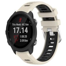 Per Garmin Forerunner 245 Music 20mm Cinturino sportivo in silicone con fibbia in acciaio bicolore (Starlight + nero)