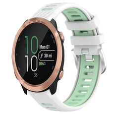 Per Garmin Forerunner 645 20mm Cinturino sportivo in silicone con fibbia in acciaio bicolore (bianco + verde acqua)