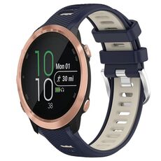 Per Garmin Forerunner 645 Cinturino sportivo in silicone con fibbia in acciaio bicolore da 20 mm (blu notte + luce stellare)