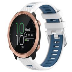 Per Garmin Forerunner 645 Music 20mm Cinturino sportivo in silicone con fibbia in acciaio bicolore (bianco + blu)
