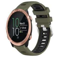 Per Garmin Forerunner 645 Music 20mm Cinturino sportivo in silicone con fibbia in acciaio bicolore (verde militare + nero)