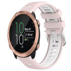 Per Garmin Forerunner 645 Music 20mm Cinturino sportivo in silicone con fibbia in acciaio bicolore (rosa + bianco)