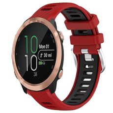 Per Garmin Forerunner 645 Music 20mm Cinturino sportivo in silicone con fibbia in acciaio bicolore (rosso + nero)