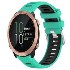 Per Garmin Forerunner 645 Music 20mm Cinturino sportivo in silicone con fibbia in acciaio bicolore (lago blu + nero)