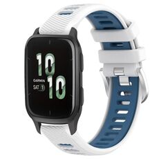 Per Garmin Forerunner Sq2 20mm Cinturino sportivo in silicone con fibbia in acciaio bicolore (bianco + blu)
