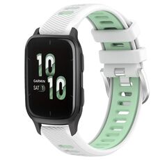 Per Garmin Forerunner Sq2 20mm Cinturino sportivo in silicone con fibbia in acciaio bicolore (bianco + verde acqua)