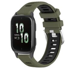 Per Garmin Forerunner Sq2 20mm Cinturino sportivo in silicone con fibbia in acciaio bicolore (verde militare + nero)