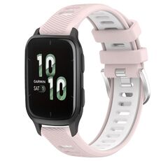 Per Garmin Forerunner Sq2 20mm Cinturino sportivo in silicone con fibbia in acciaio bicolore (rosa + bianco)