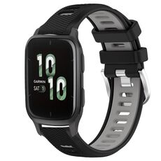 Per Garmin Forerunner Sq2 20mm Cinturino sportivo in silicone con fibbia in acciaio bicolore (nero + grigio)