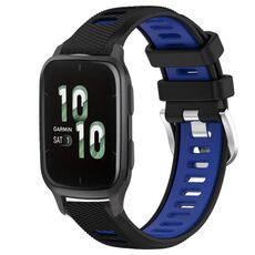 Per Garmin Forerunner Sq2 20mm Cinturino sportivo in silicone con fibbia in acciaio bicolore (nero + blu)