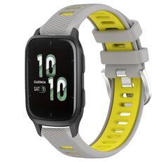 Per Garmin Forerunner Sq2 20mm Cinturino sportivo in silicone con fibbia in acciaio bicolore (grigio + giallo)