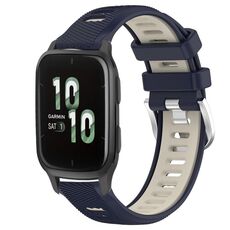 Per Garmin Forerunner Sq2 20mm Cinturino sportivo in silicone con fibbia in acciaio bicolore (blu notte + luce stellare)
