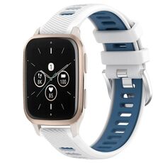 Per Garmin Forerunner Sq2 Music 20mm Cinturino sportivo in silicone con fibbia in acciaio bicolore (bianco + blu)