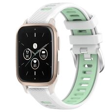Per Garmin Forerunner Sq2 Music 20mm Cinturino sportivo in silicone con fibbia in acciaio bicolore (bianco + verde acqua)