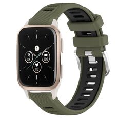 Per Garmin Forerunner Sq2 Music 20mm Cinturino sportivo in silicone con fibbia in acciaio bicolore (verde militare + nero)