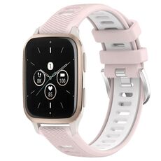 Per Garmin Forerunner Sq2 Music 20mm Cinturino sportivo in silicone con fibbia in acciaio bicolore (rosa + bianco)