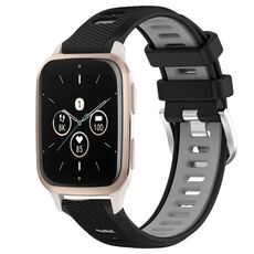 Per Garmin Forerunner Sq2 Music 20mm Cinturino sportivo in silicone con fibbia in acciaio bicolore (nero + grigio)