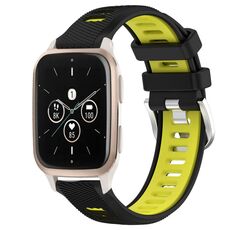Per Garmin Forerunner Sq2 Music 20mm Cinturino sportivo in silicone con fibbia in acciaio bicolore (nero + verde lime)