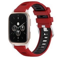 Per Garmin Forerunner Sq2 Music 20mm Cinturino sportivo in silicone con fibbia in acciaio bicolore (rosso + nero)