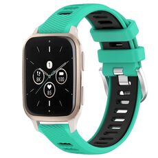 Per Garmin Forerunner Sq2 Music 20mm Cinturino sportivo in silicone con fibbia in acciaio bicolore (lago blu + nero)