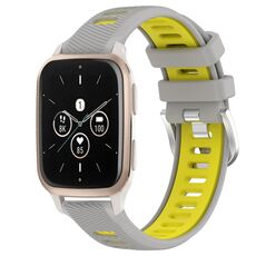 Per Garmin Forerunner Sq2 Music 20mm Cinturino sportivo in silicone con fibbia in acciaio bicolore (grigio + giallo)
