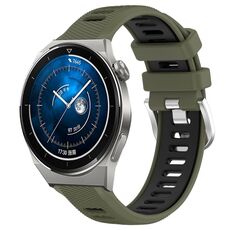 Per Huawei Watch GT3 Pro 43mm 20mm Cinturino sportivo in silicone con fibbia in acciaio bicolore (verde militare + nero)