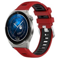 Per Huawei Watch GT3 Pro 43mm 20mm Cinturino sportivo in silicone con fibbia in acciaio bicolore (rosso + nero)