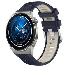 Per Huawei Watch GT3 Pro 43mm 20mm Cinturino sportivo in silicone con fibbia in acciaio bicolore (blu notte + luce stellare)