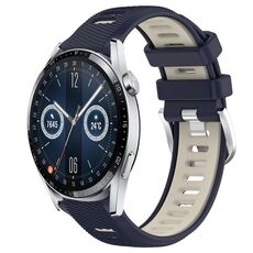 Per Huawei Watch GT3 42mm 20mm Cinturino sportivo in silicone con fibbia in acciaio bicolore (blu notte + luce stellare)