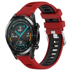 Per Huawei Watch GT2 42mm 20mm Cinturino sportivo in silicone con fibbia in acciaio bicolore (rosso + nero)
