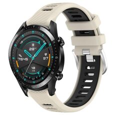 Per Huawei Watch GT2 42mm 20mm Cinturino sportivo in silicone con fibbia in acciaio bicolore (Starlight + nero)